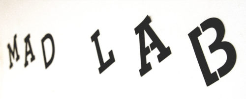 Photograph of MadLab logo wall art