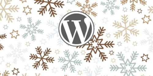 Graphic of Snowflakes and the WordPress logo